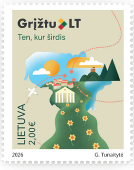 Kvietimas sugrįžti namo: Lietuvos paštas pristato ženklą „Grįžtu LT – ten, kur širdis“