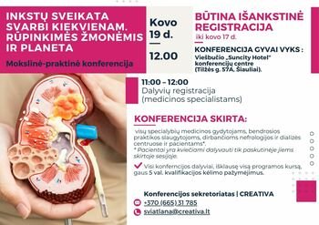 Į Šiaulius rinksis ne tik inkstų ligų gydymo specialistai, bet ir pacientai