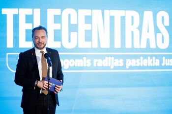 Ministras Juras Taminkas sveikina Telecentrą Lietuvos radijo transliacijų 100-mečio proga (Atnaujinta)