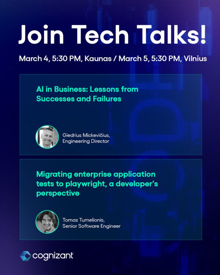 IT įmonės „Cognizant“ profesionalai kviečia į nemokamas renginių sesijas