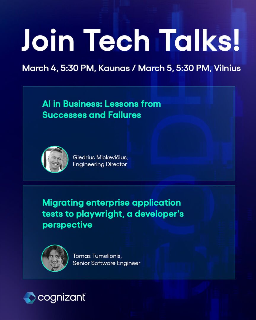 IT įmonės „Cognizant“ profesionalai kviečia į nemokamas renginių sesijas