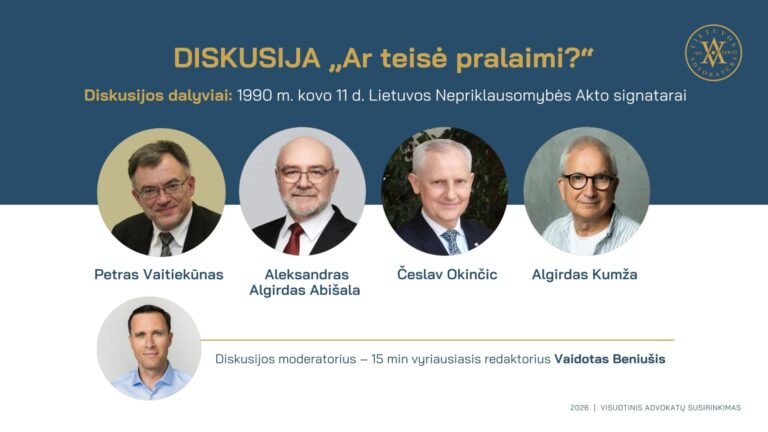 Visuotiniame advokatų susirinkime naujai ketverių metų kadencijai bus renkama Advokatų taryba, Garbės teismas ir Advokatų tarybos pirmininkas