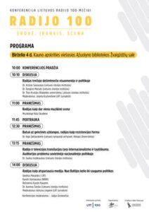Lietuvos radijo 100-mečiui skirta konferencija „Radijo 100. Erdvė. Įrankis. Scena“.