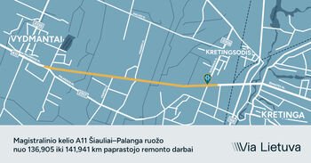 „Via Lietuva“ pradeda magistralinio kelio Šiauliai–Palanga ruožo tarp Kretingos ir Vydmantų remontą