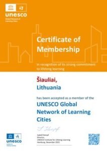 Šiauliai sulaukė tarptautinio įvertinimo – tapo UNESCO besimokančiu miestu