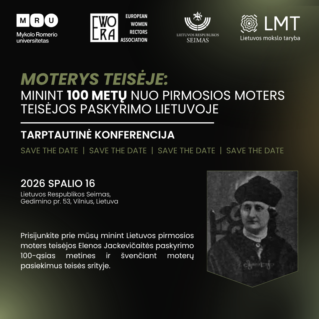 Tarptautinė konferencija „Moterys teisėje“ suburs teisės lyderes Europoje: Lietuva minės 100 metų nuo pirmosios moters teisėjos paskyrimo
