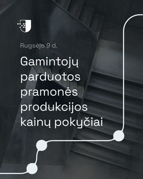 Gamintojų parduotos pramonės produkcijos kainos 2026 m. rugpjūtį, palyginti su 2026 m. liepa, padidėjo 1,2 proc.