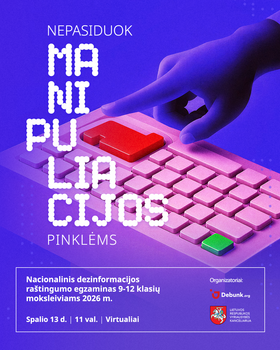 Vos savaitė iki registracijos pabaigos: Nacionaliniame dezinformacijos raštingumo egzamine moksleiviams – ne tik testas, bet ir interaktyvi pamoka
