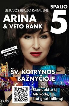Lietuvos bliuzo karalienė Arina kviečia į vienintelį akustinį koncertą Šv. Kotrynos bažnyčioje