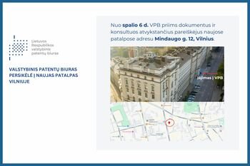 Valstybinis patentų biuras persikėlė į naujas patalpas Vilniuje