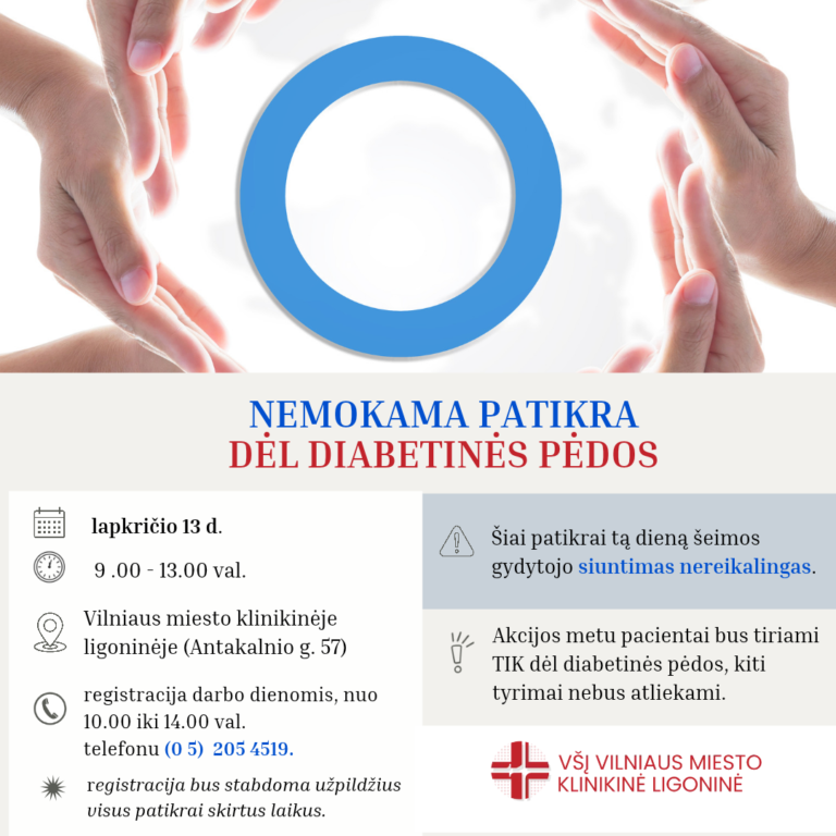 Diabetu sergantiems žmonėms – nemokama kojų kraujotakos patikra Vilniuje